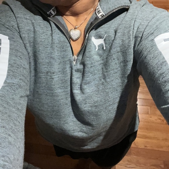 Pink  logo 3/4 zipper sweatshirt Sz XS - Picture 3 of 12